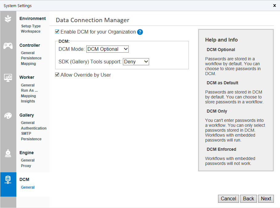 Configure DCM for your organization.