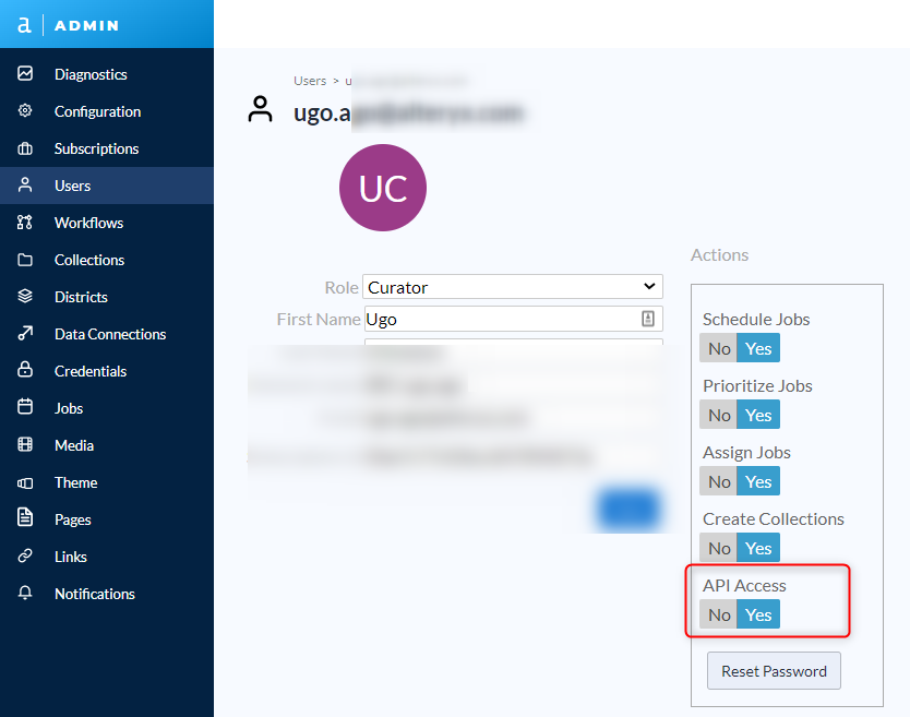 API Access setting