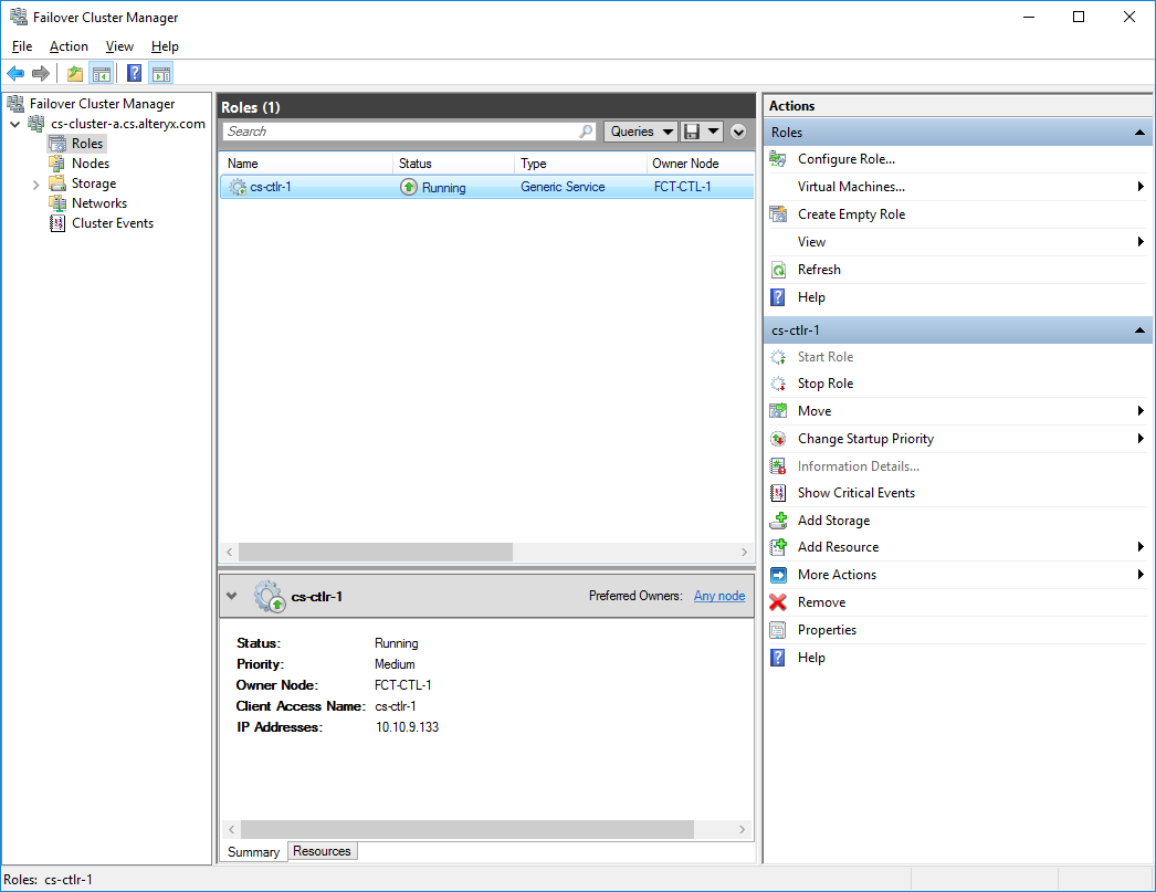 Once the “Owner” node has changed and the status is “Running”, proceed with verifying the failover of the Controller.