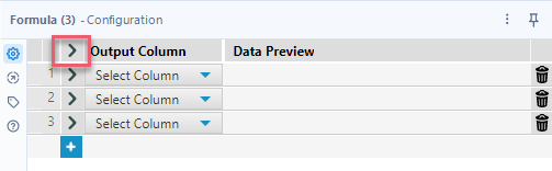 Image showing the Formula tool configuration window with the expand and collapse icon highlighted.