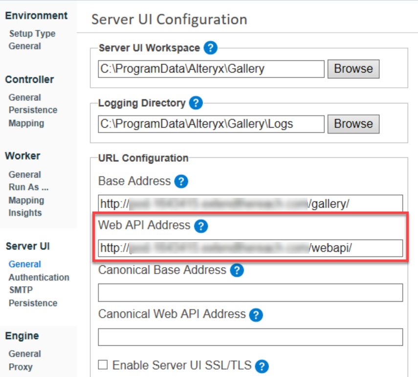 The Web API address can be set up in System Settings.