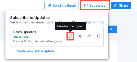 Unsubscribe myself window