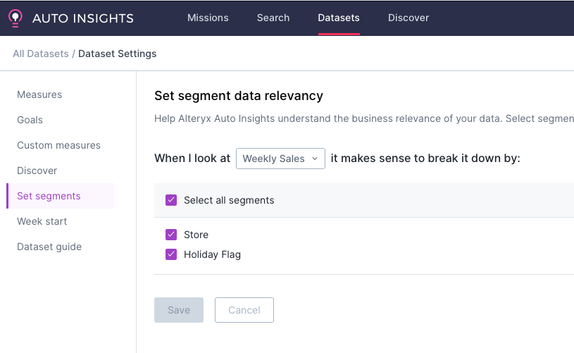 Set segment relevancy