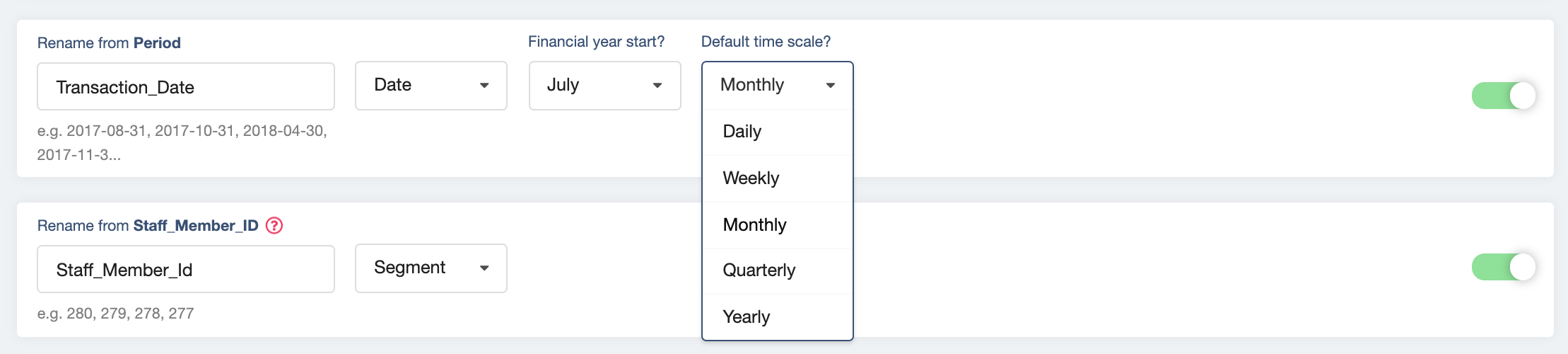 Default time scale