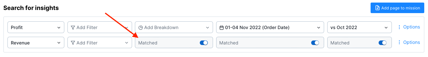 query bar with matched properties