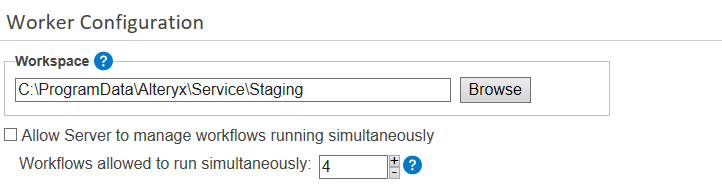 Worker configuration in Alteryx System Settings.