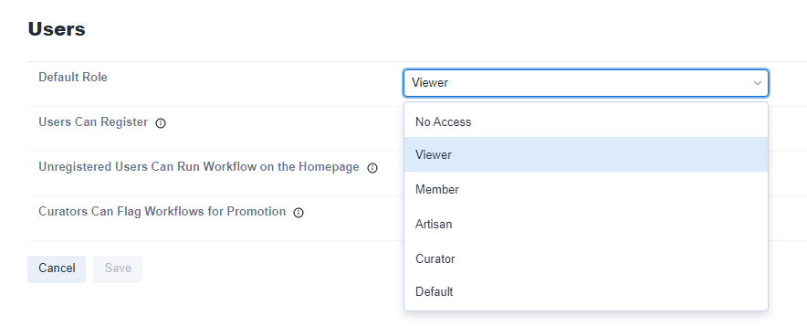 Users config page in Alteryx Server.